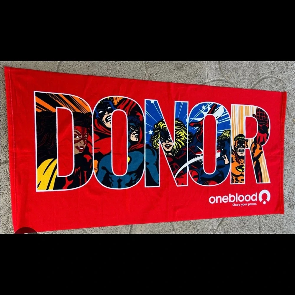 New Red OneBlood Donor beach Towel 30x60